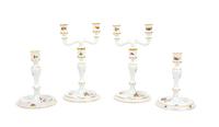 Two Pairs of Herend Porcelain Candlesticks