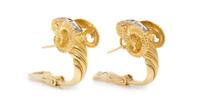 An 18 Karat Yellow Gold, Diamond and Ruby Ram's Head Demi Parure, 65.65 dwts.