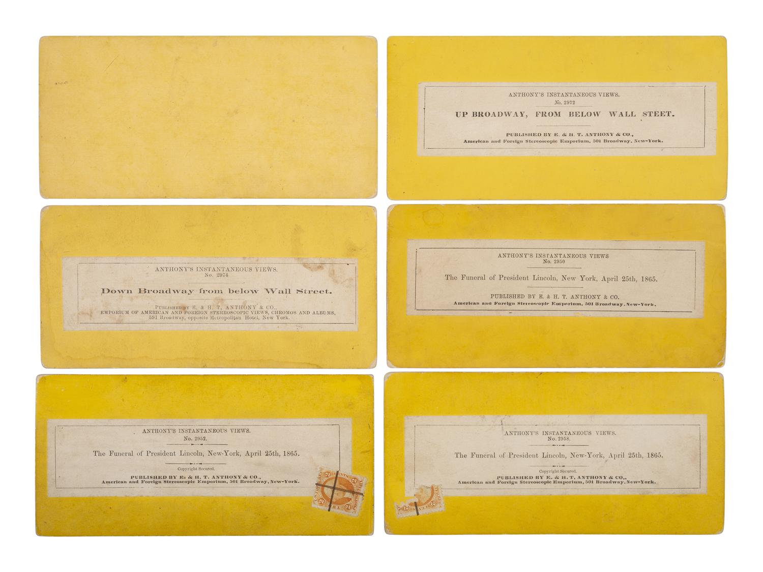 [LINCOLN FUNERAL]. A group of 10 stereoviews capturing the procession and other funerary sights around New York City.