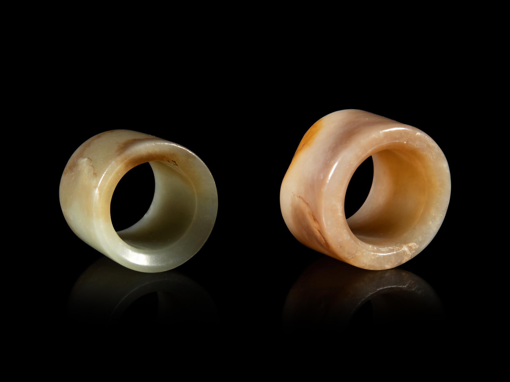 Two Chinese Jade Archer's Rings