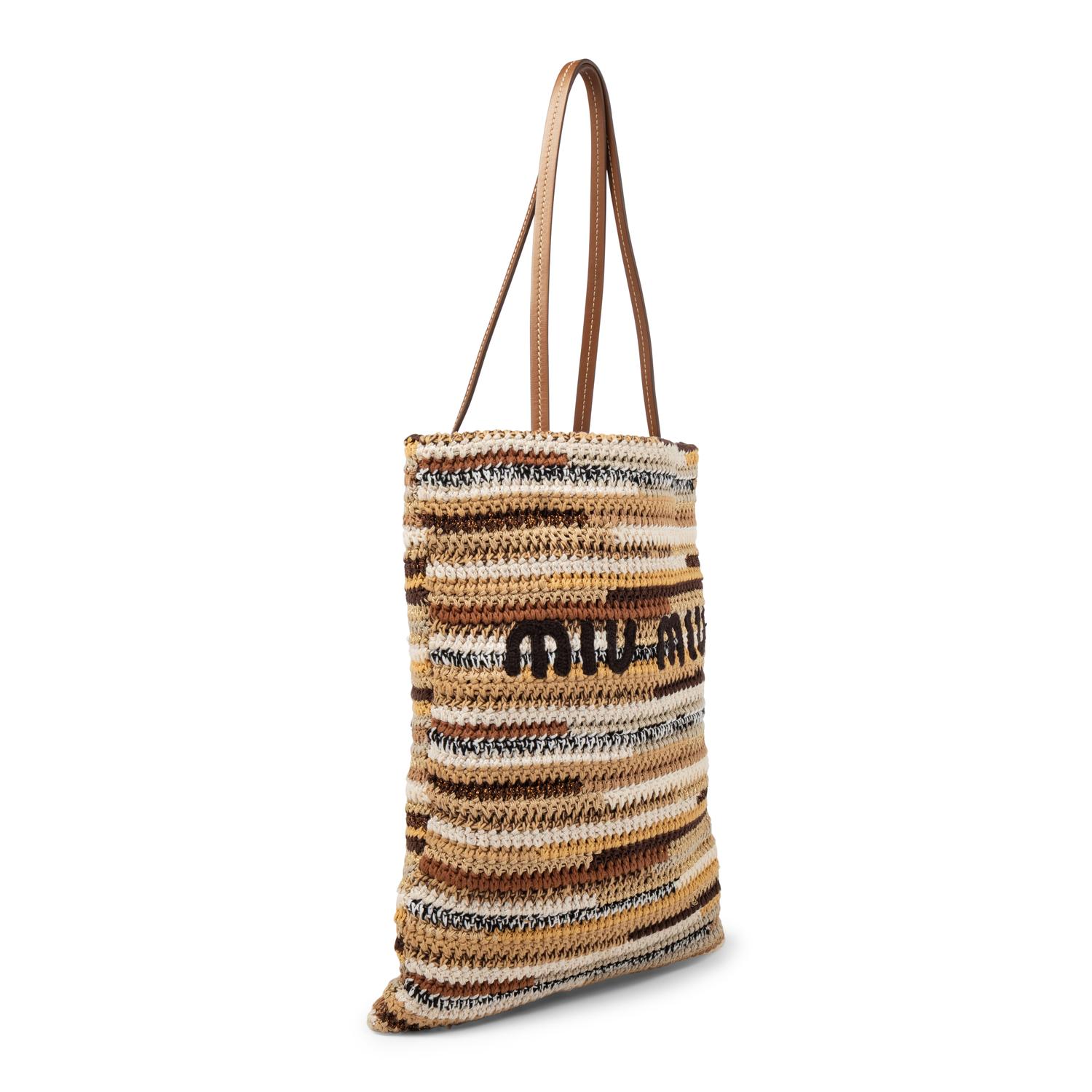 MIU MIU, STRIPED CROCHETED TOTE BAG
