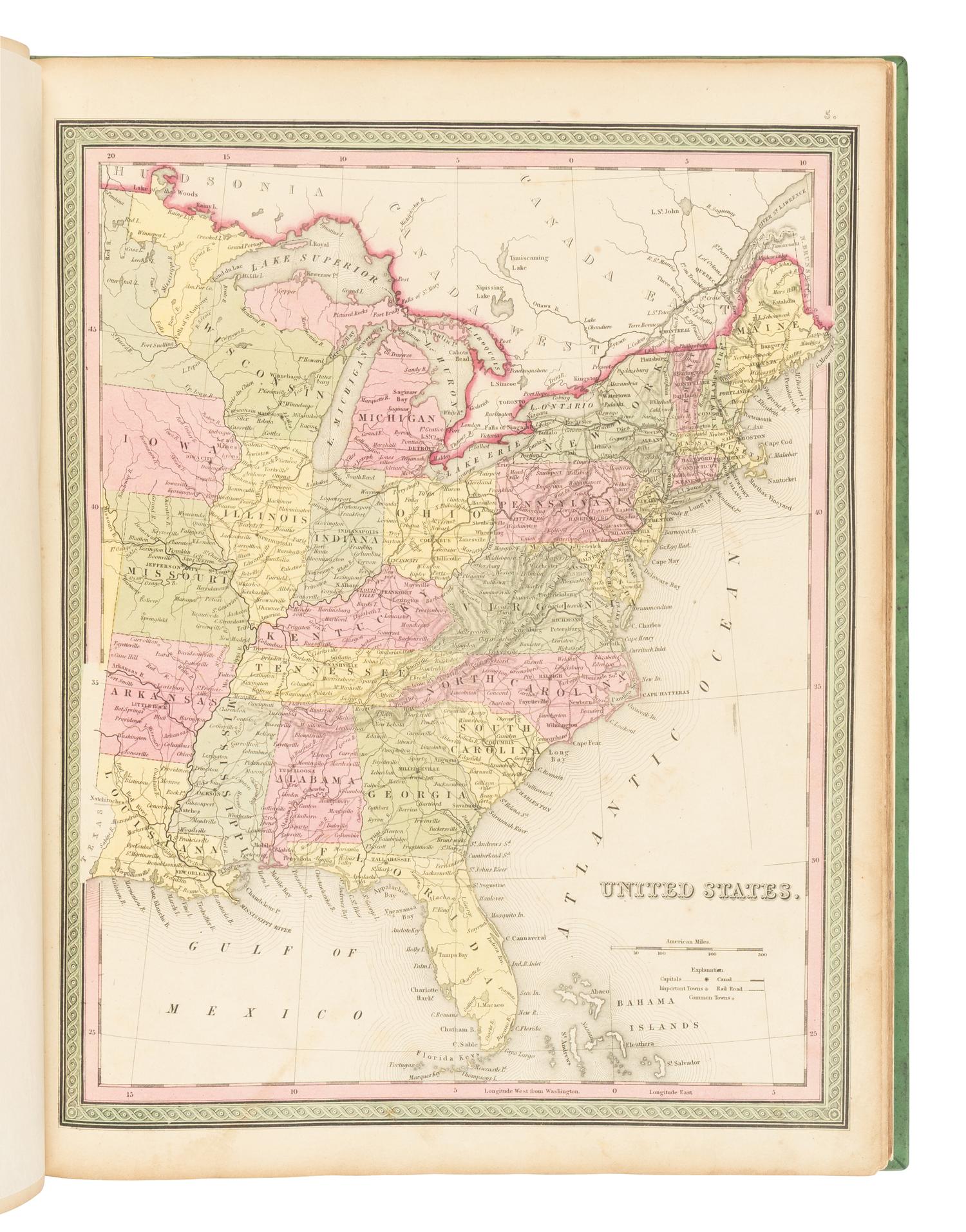[MAPS & ATLASES]. MITCHELL, Samuel Augustus (1792-1868). A New Universal Atlas Containing Maps of the various Empires, Kingdoms, States and Republics of the World . Philadelphia: S. Augustus Mitchell, 1849.