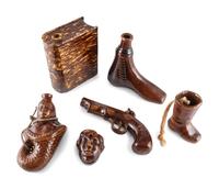 Six Figural Flasks
