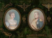Three Napoleonic Portrait Miniatures in a Gilt Bronze Frame