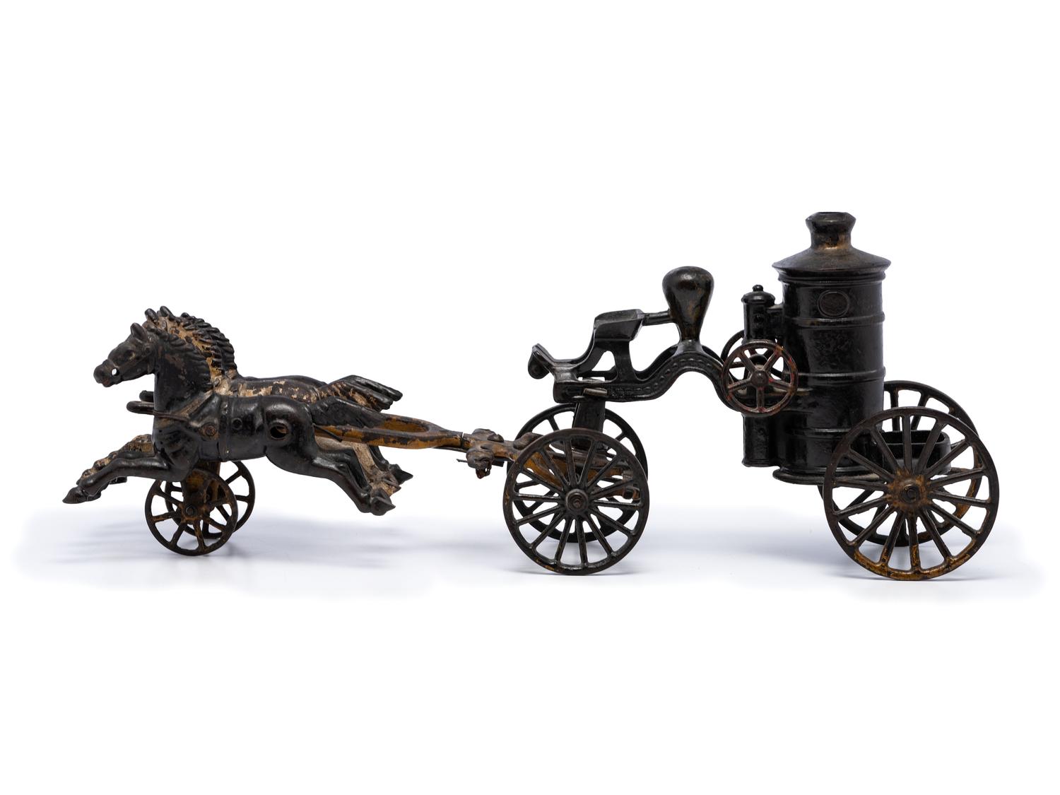 A Painted Cast Iron Horse Train Fire Wagon