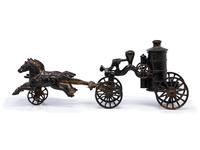 A Painted Cast Iron Horse Train Fire Wagon