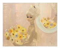 Blond Girl with Bouquet of Flowers