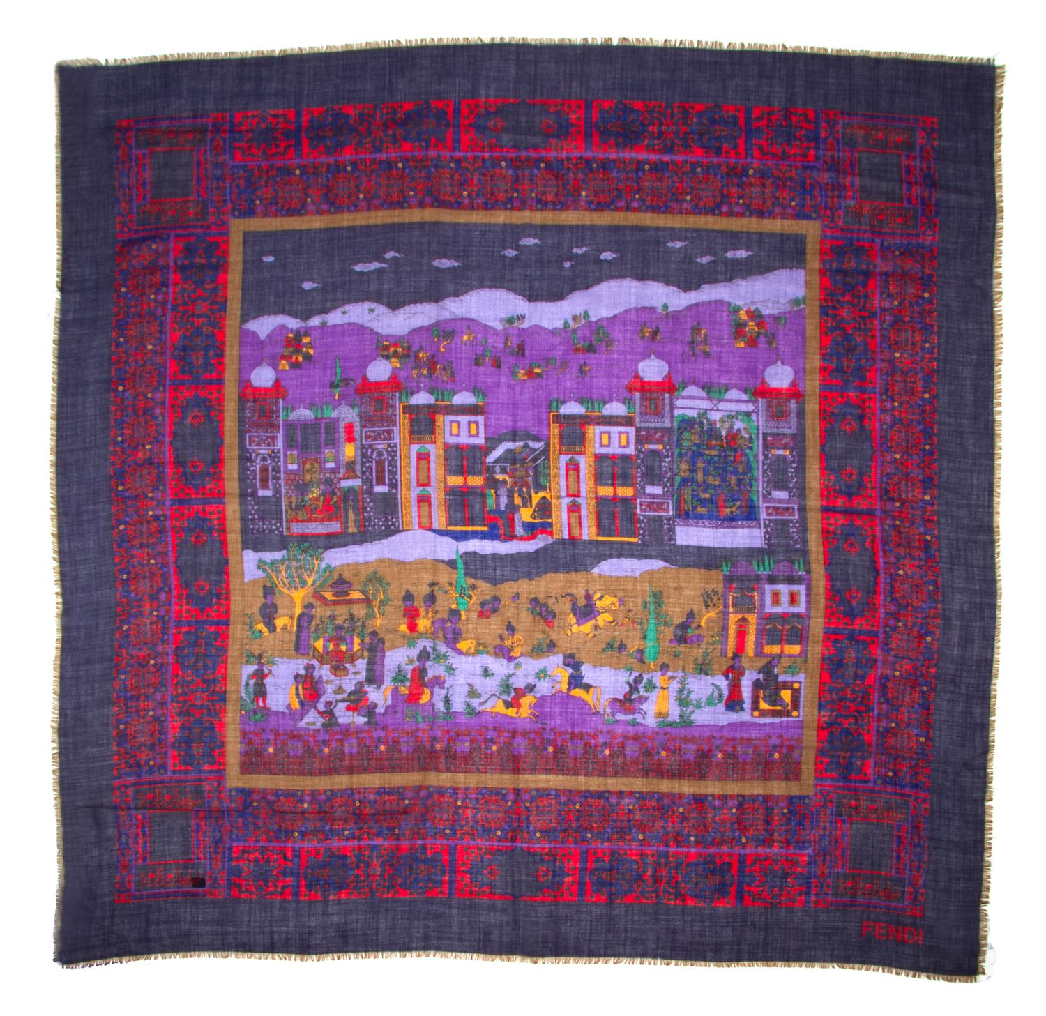 A Fendi Multicolor Wool Scarf, 54" x 54".