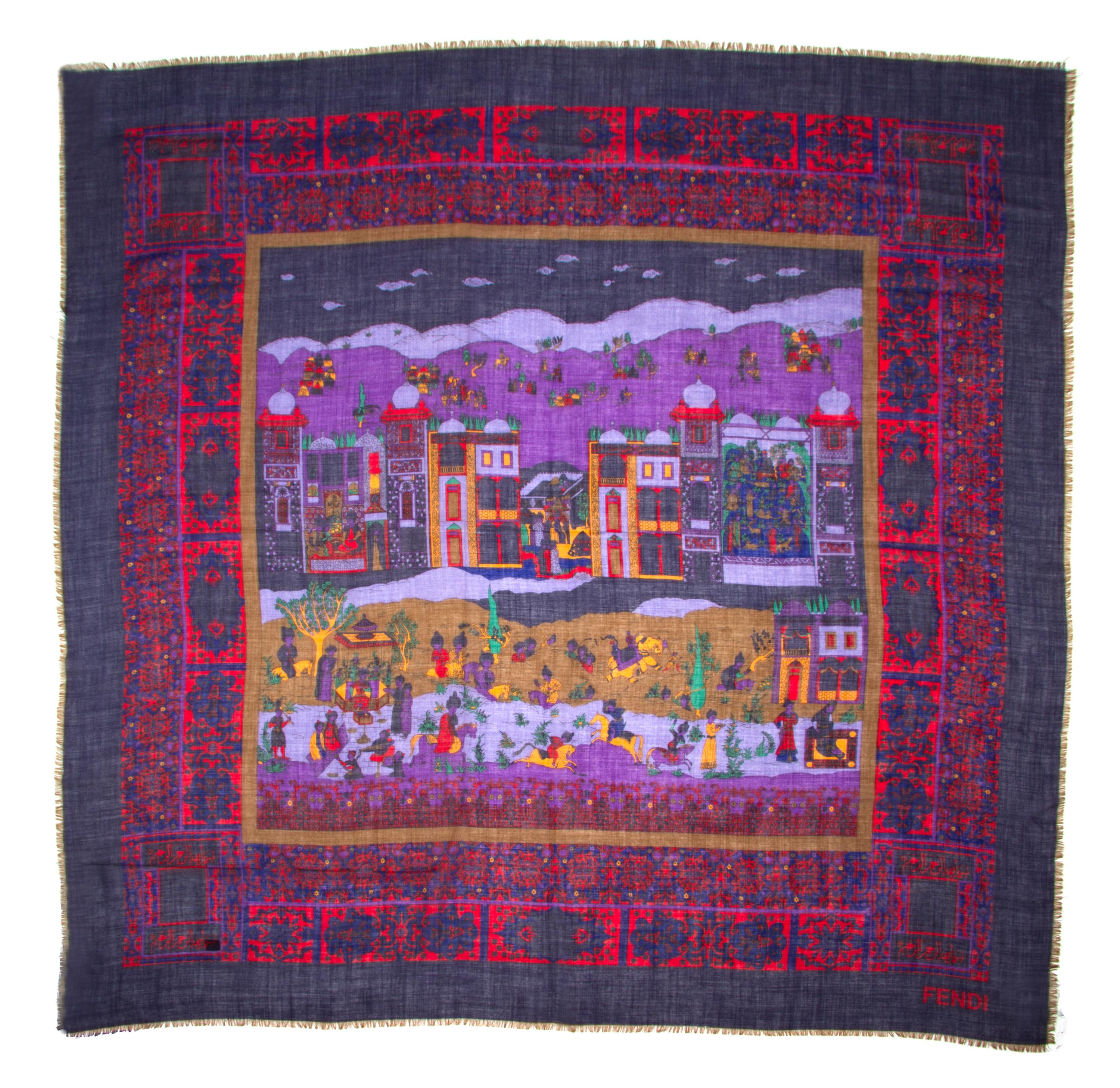 A Fendi Multicolor Wool Scarf, 54" x 54".