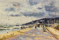 Gaston Sebire, (French, 1920–2001), La promenade a deauville