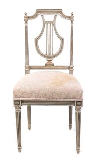 A Louis XVI Style Painted Lyre Back Side Chair Height 34 3/4 inches. — 19TH/20TH CENTURY
