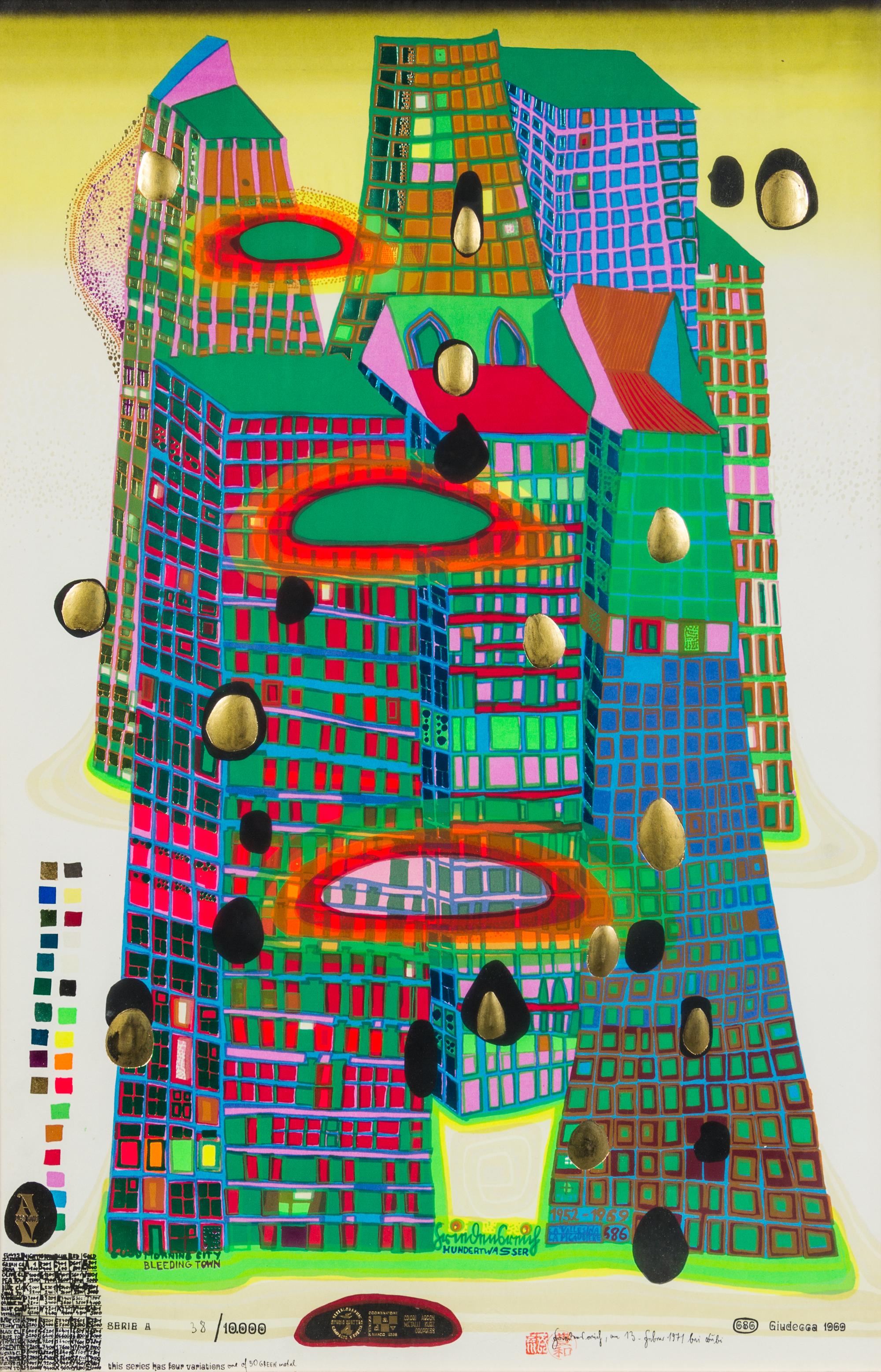 Friedensreich Hundertwasser, (Austrian, 1928-2000), Bleeding Town