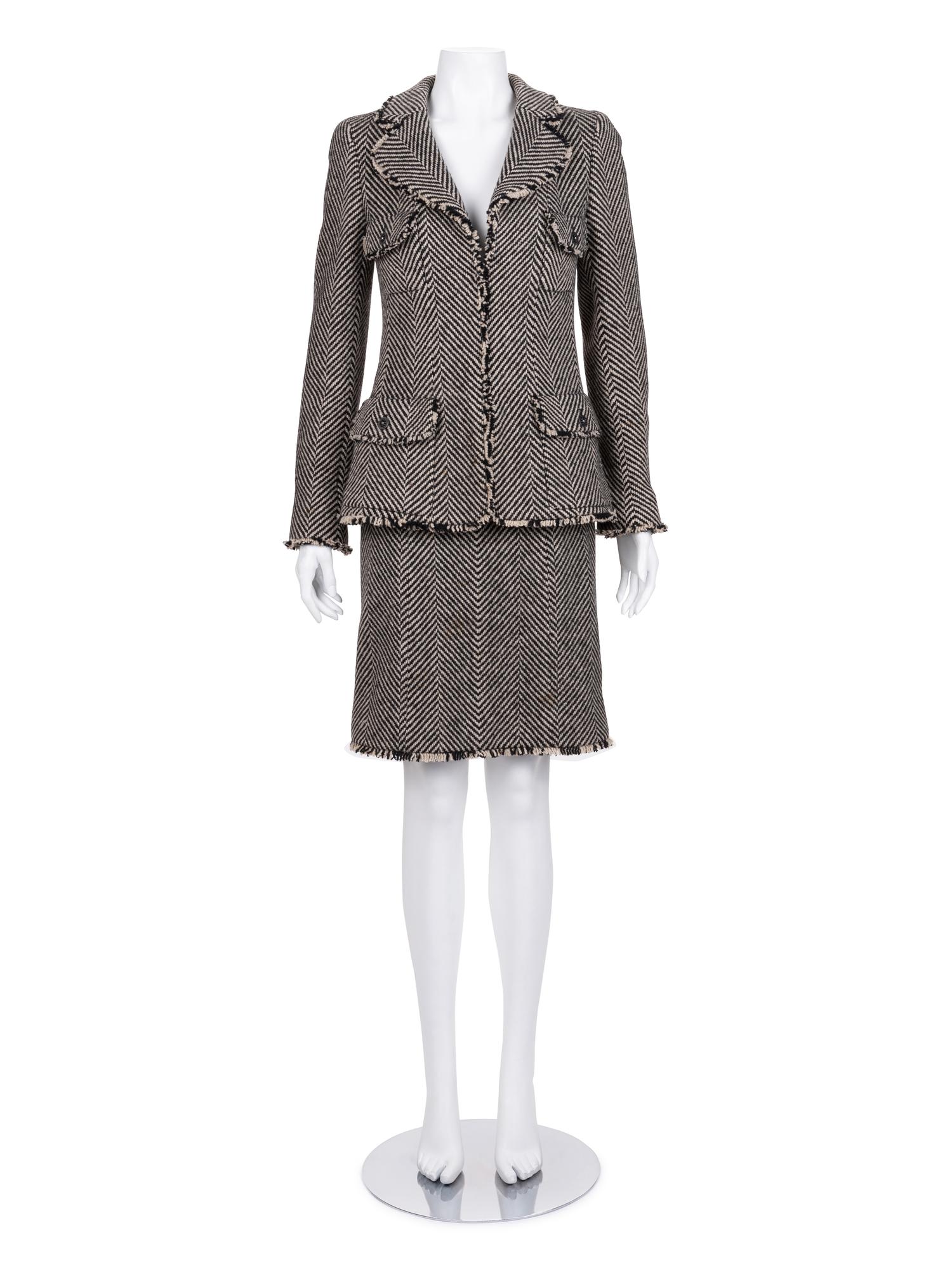 Chanel Wool Herringbone Skirt Suit, Fall 2006