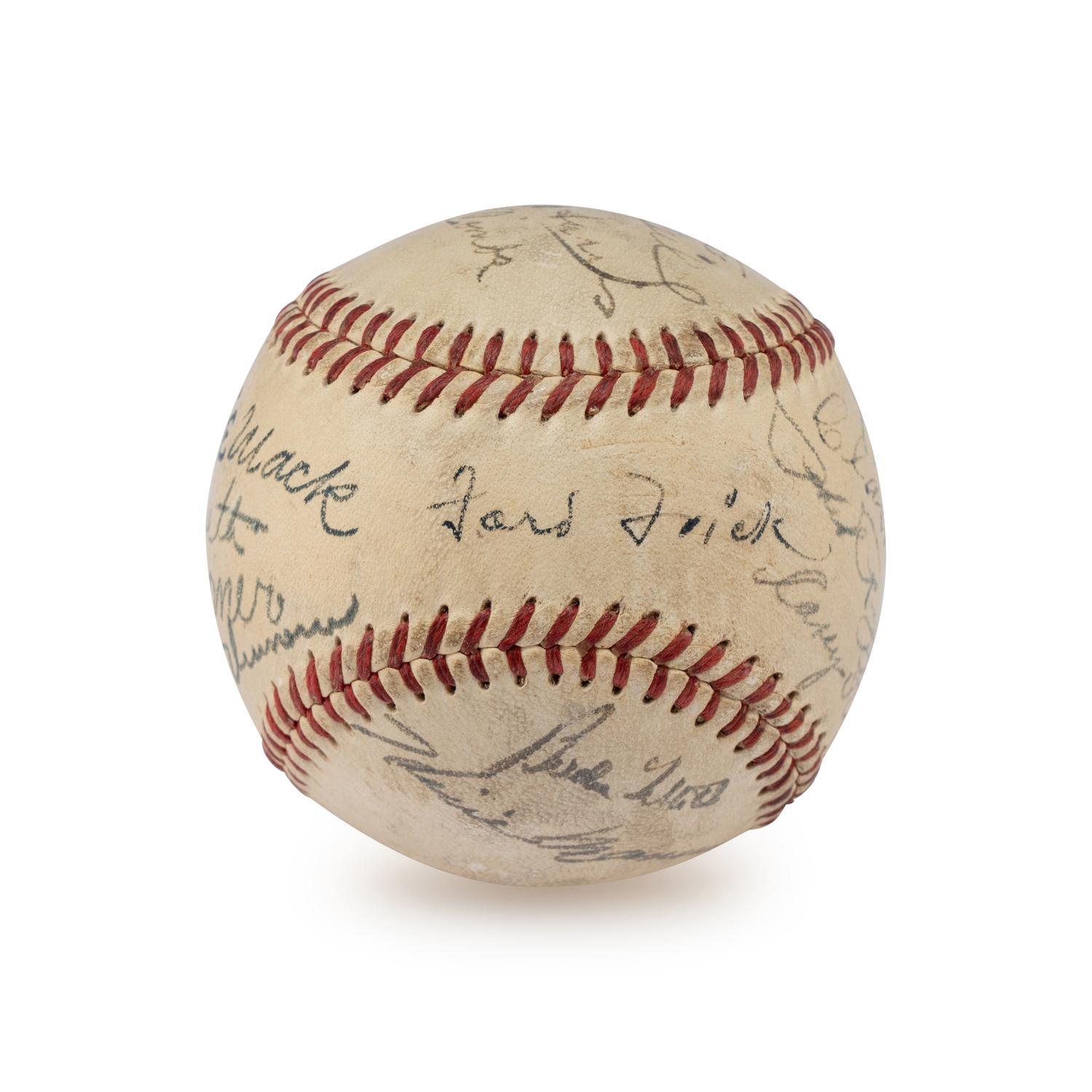 A Hall of Fame Multi Signed Autograph Baseball Including Ted Williams and Connie Mack