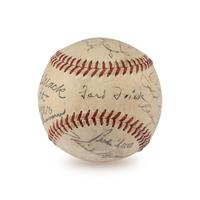 A Hall of Fame Multi Signed Autograph Baseball Including Ted Williams and Connie Mack