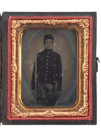 [CIVIL WAR]. Ninth plate ruby ambrotype of a soldier