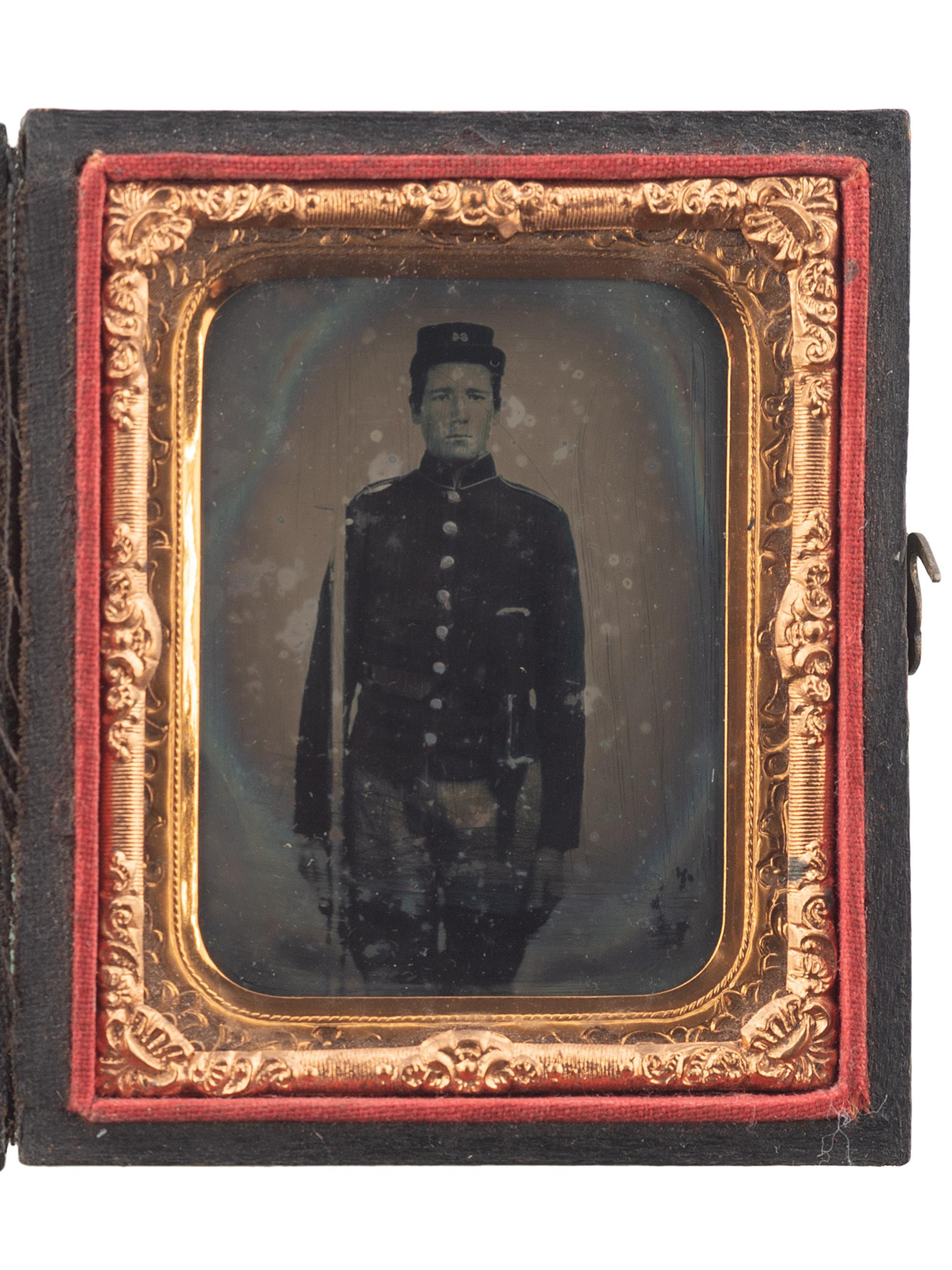 [CIVIL WAR]. Ninth plate ruby ambrotype of a soldier