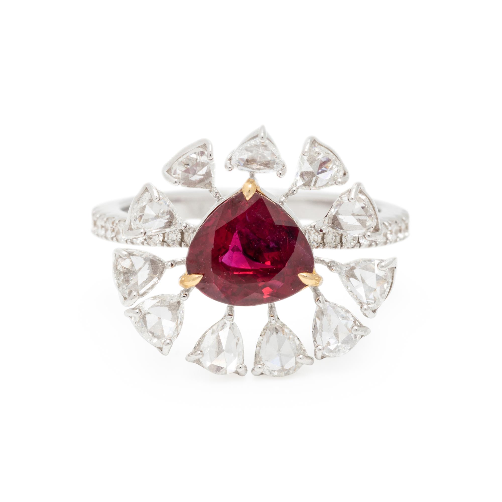 BURMESE RUBY AND DIAMOND RING