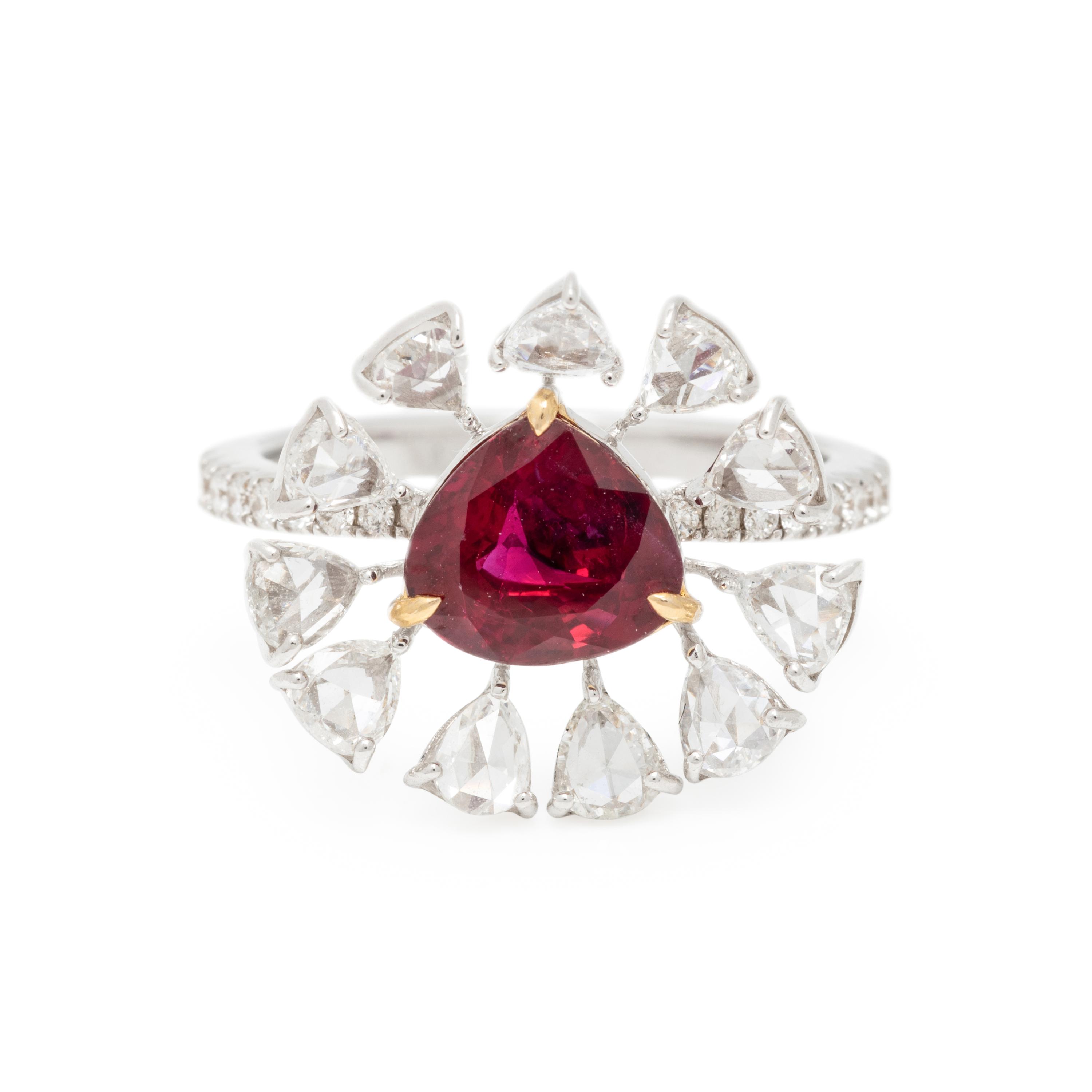BURMESE RUBY AND DIAMOND RING
