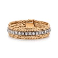 YELLOW GOLD, PLATINUM AND DIAMOND BRACELET