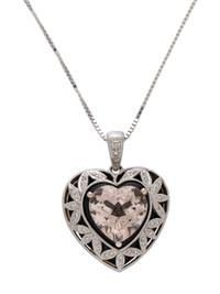 MORGANITE, DIAMOND AND ONYX PENDANT/NECKLACE
