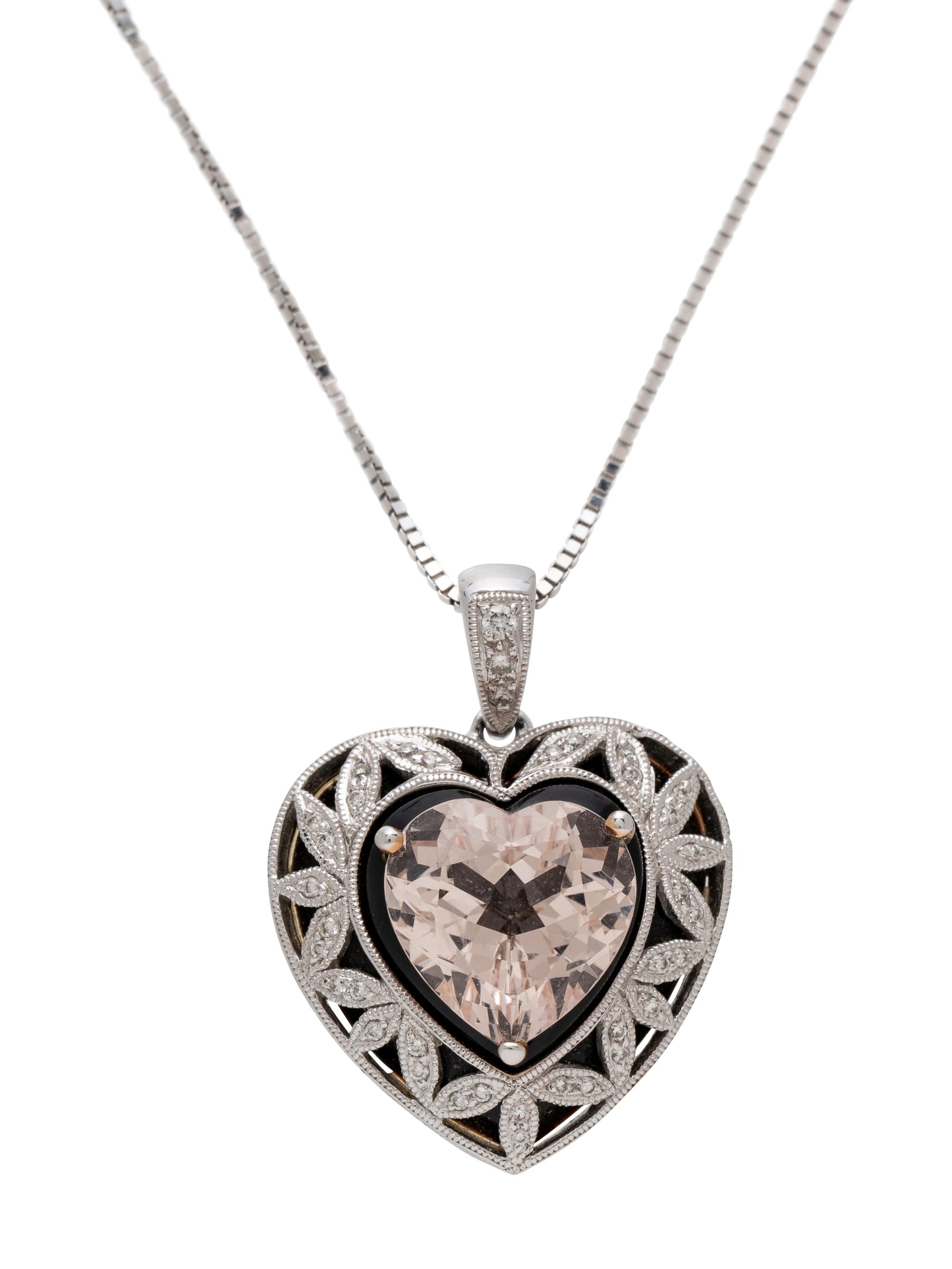 MORGANITE, DIAMOND AND ONYX PENDANT/NECKLACE