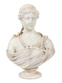 A Marble Bust Height 28 inches.