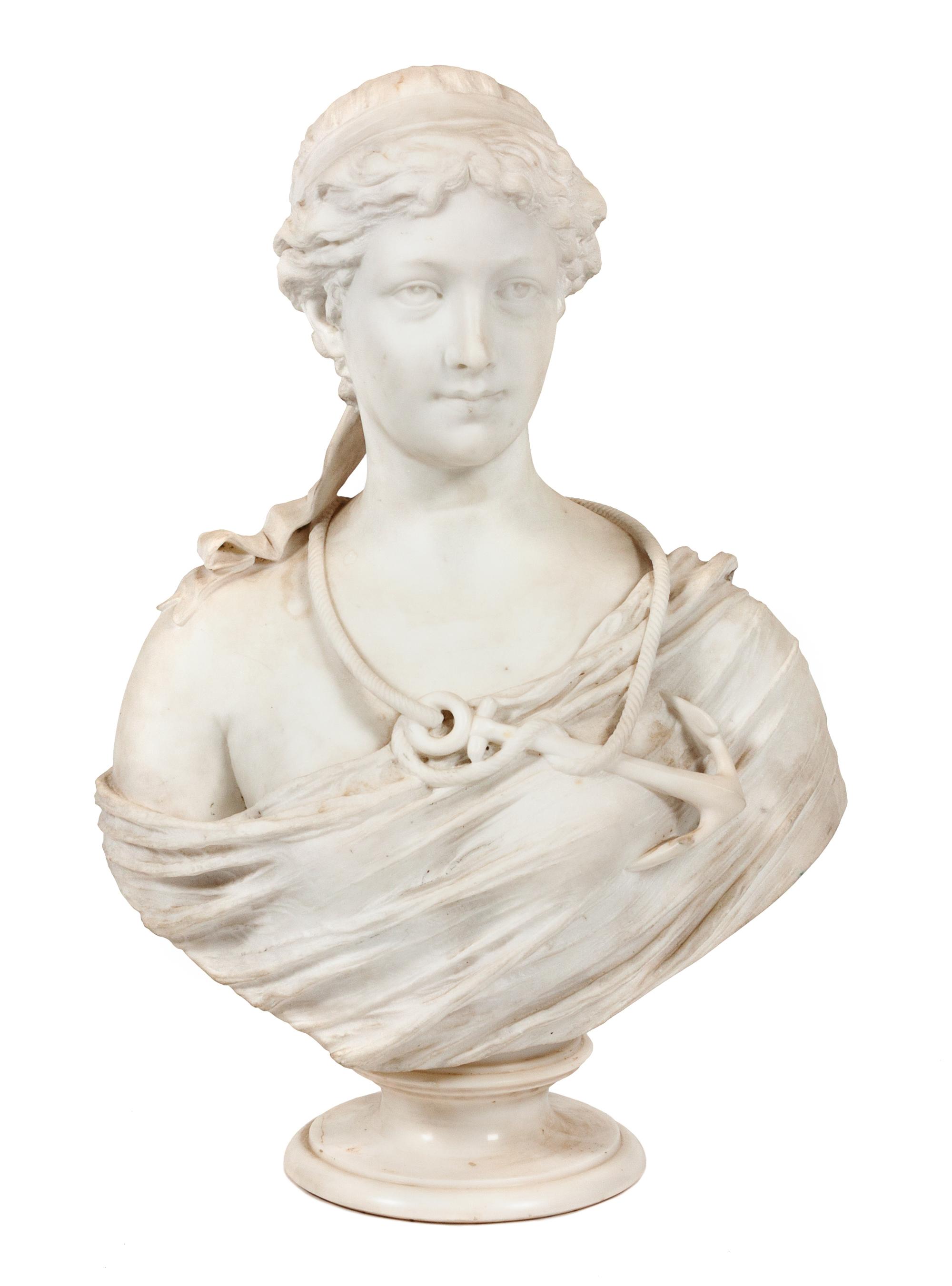 A Marble Bust Height 28 inches.