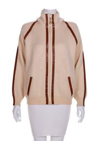 A Celine Cream Zip-Front Wool Sweater, 1970-80s
