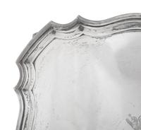 Two English Silver Footed Trays with Armorial Decoration