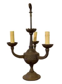 A Wrought Iron Three-Arm Light Fixture by Jose Thenee 13" W x 15" D x 26" H — Argentina, Circa 1930