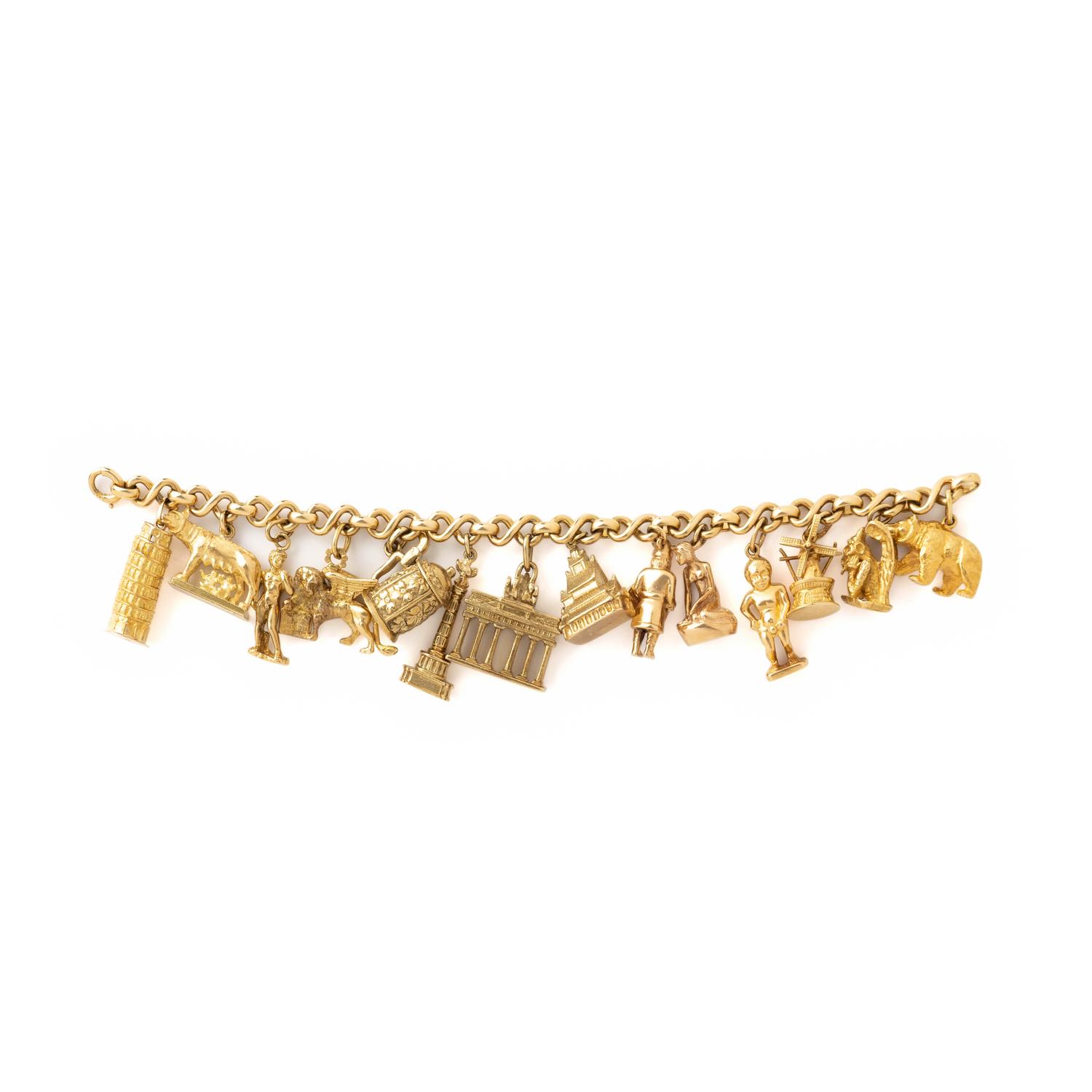 YELLOW GOLD CHARM BRACELET