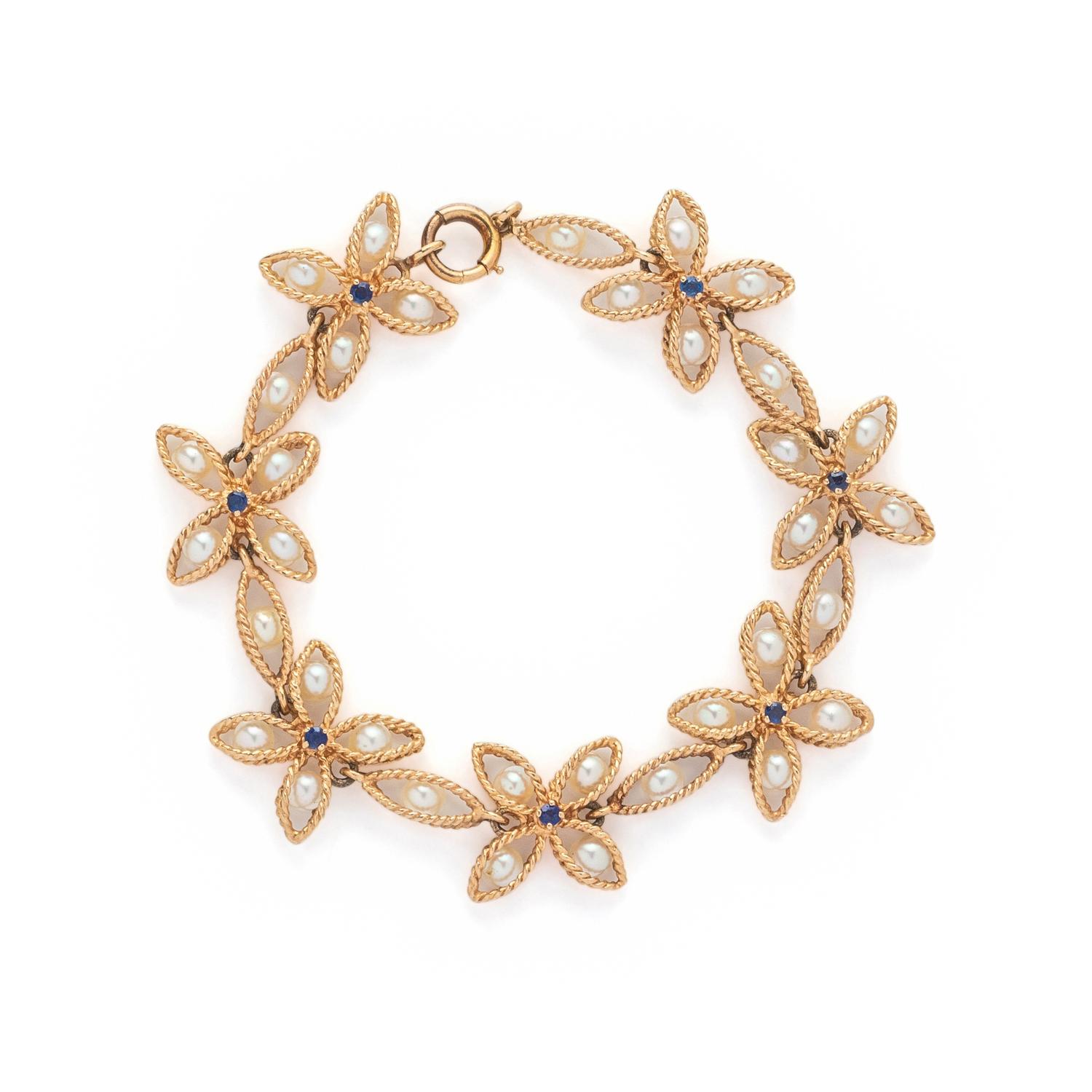 YELLOW GOLD AND CULTURED PEARL BRACELET