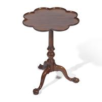 A Chippendale Carved Mahogany Scalloped-Top Candlestand