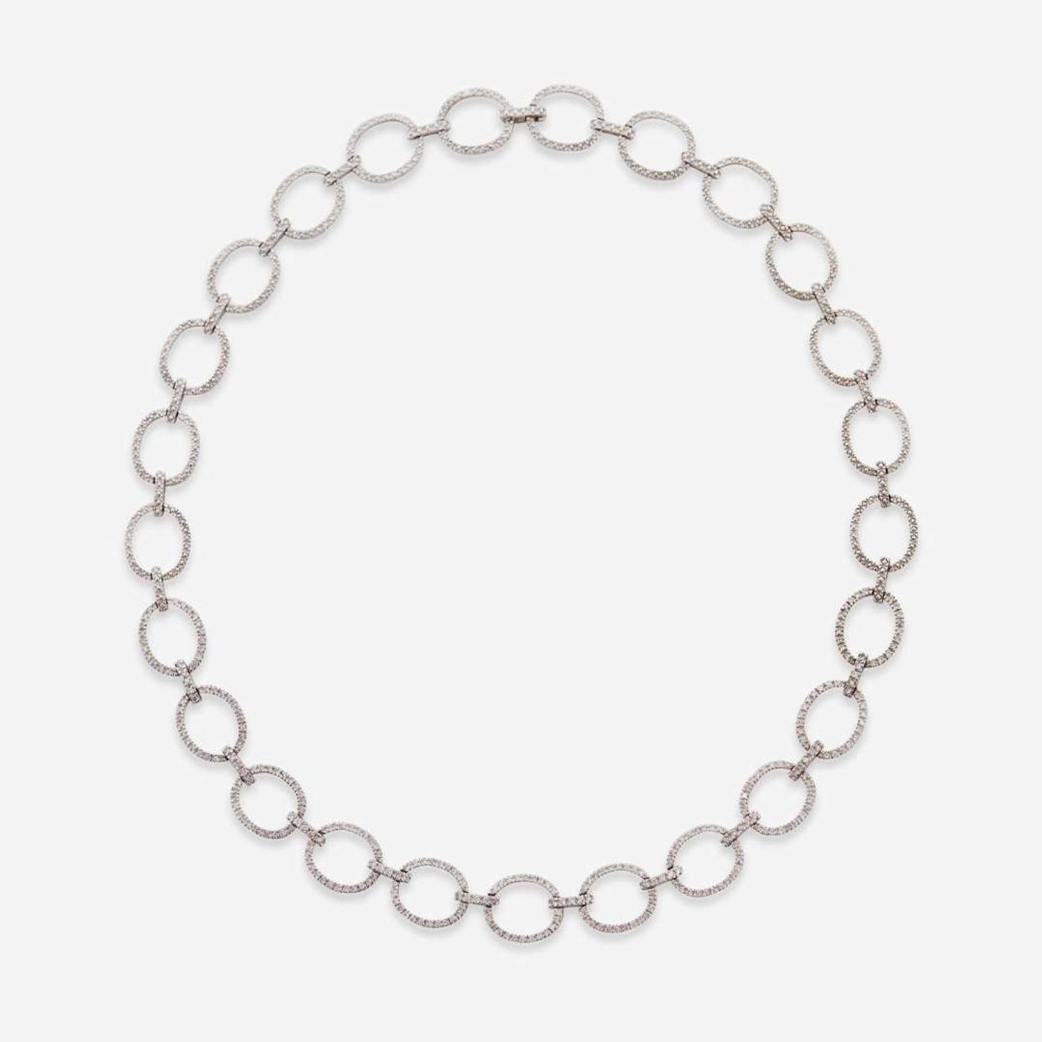 A 14K White Gold and Diamond Necklace