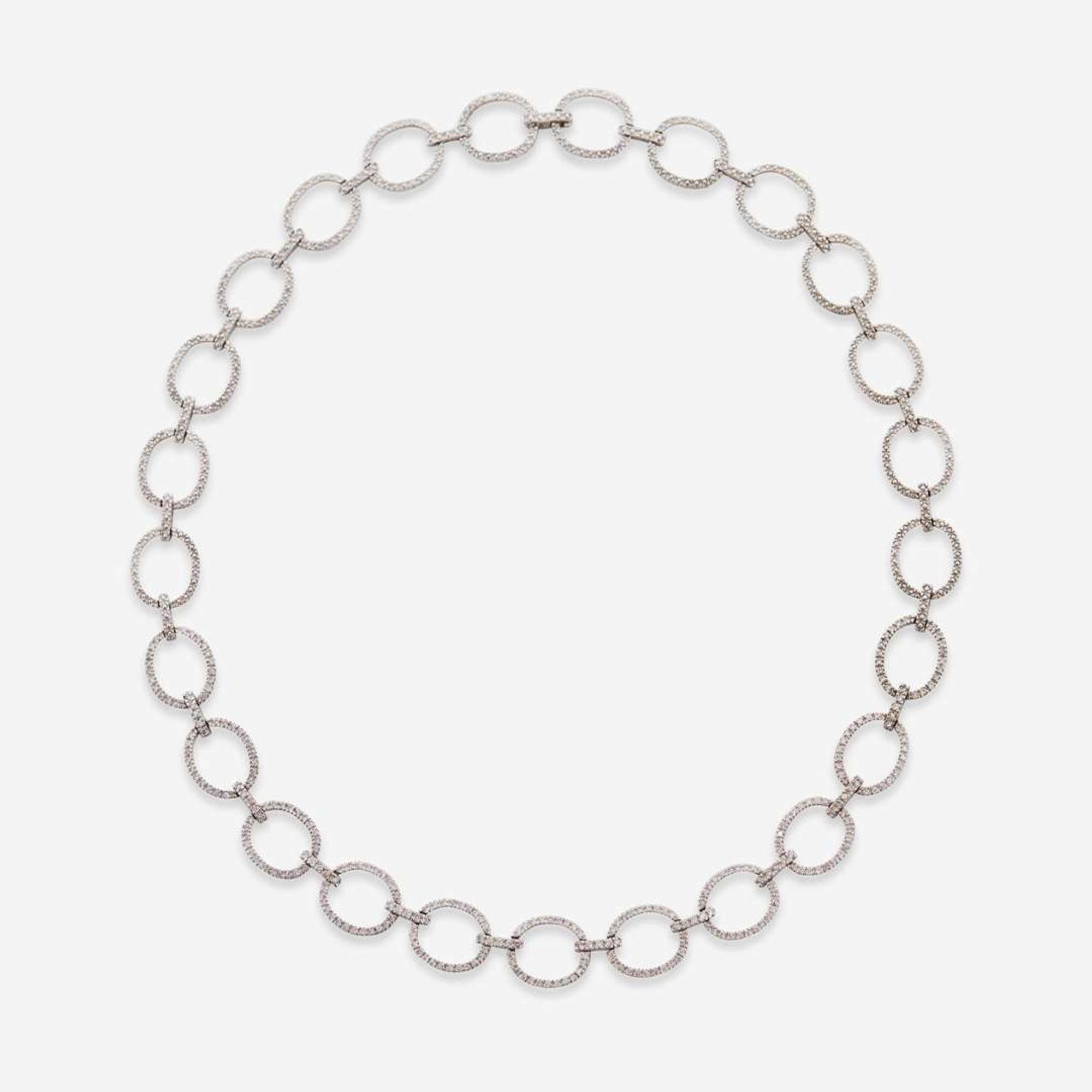 A 14K White Gold and Diamond Necklace