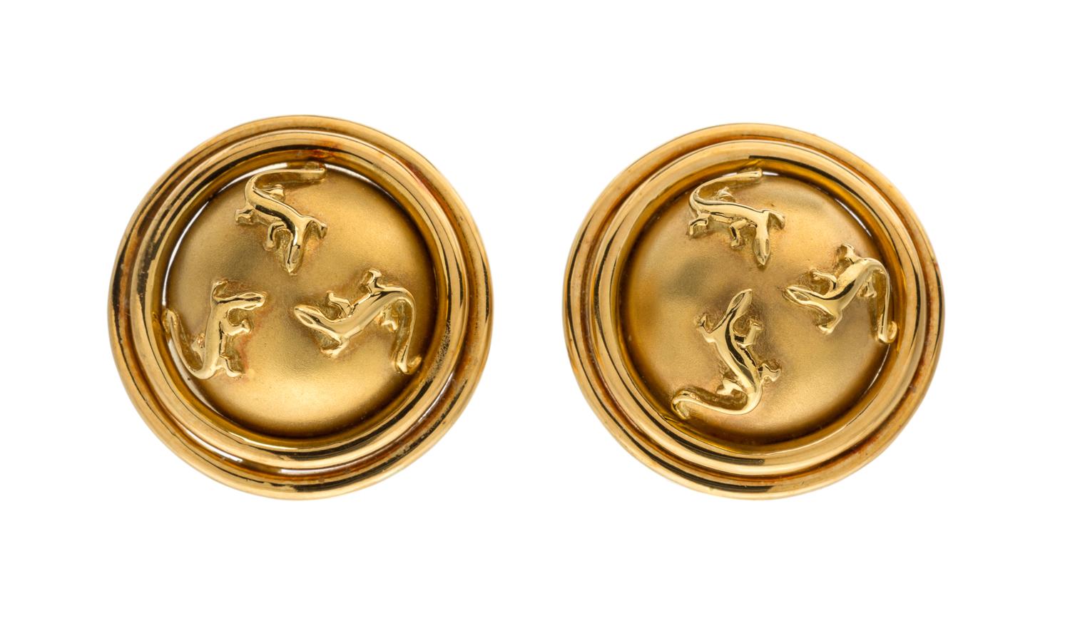 A Pair of 18 Karat Yellow Gold Earclips, 15.00 dwts.