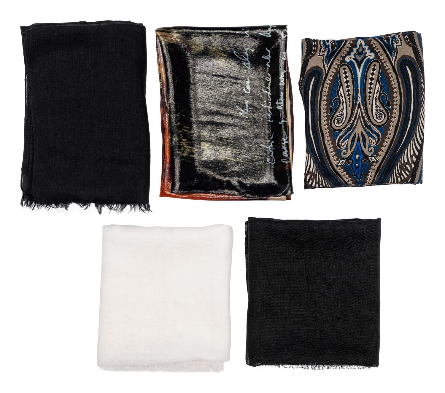 Five Lightweight Designer Scarves: Two Ralph Rucci, Two Loro Piana, One Etro