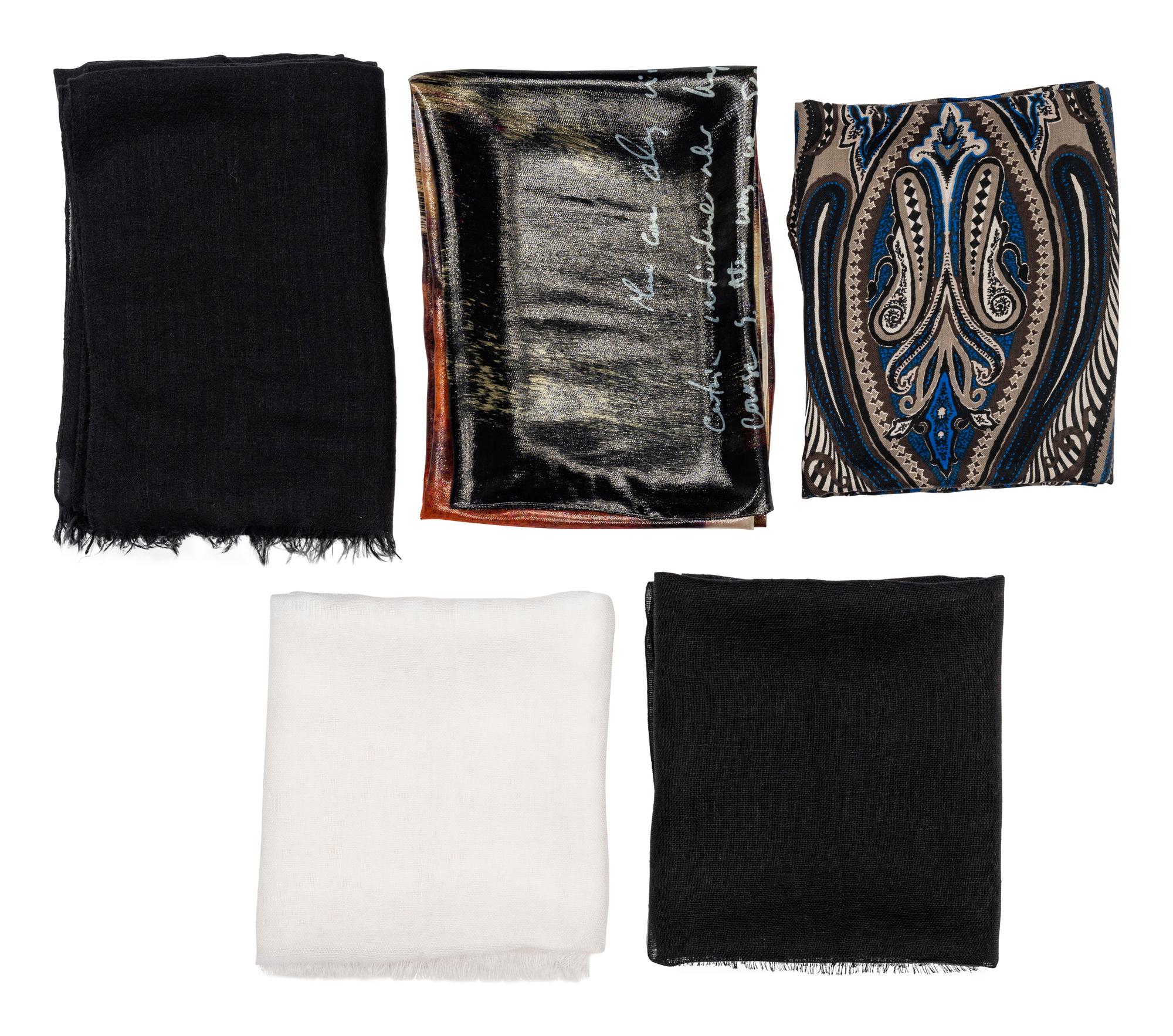 Five Lightweight Designer Scarves: Two Ralph Rucci, Two Loro Piana, One Etro
