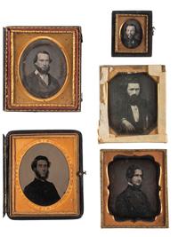 [EARLY PHOTOGRAPHY]. A group of 25 daguerreotype and ambrotype portraits of men with interesting hairstyles and facial hair, including: