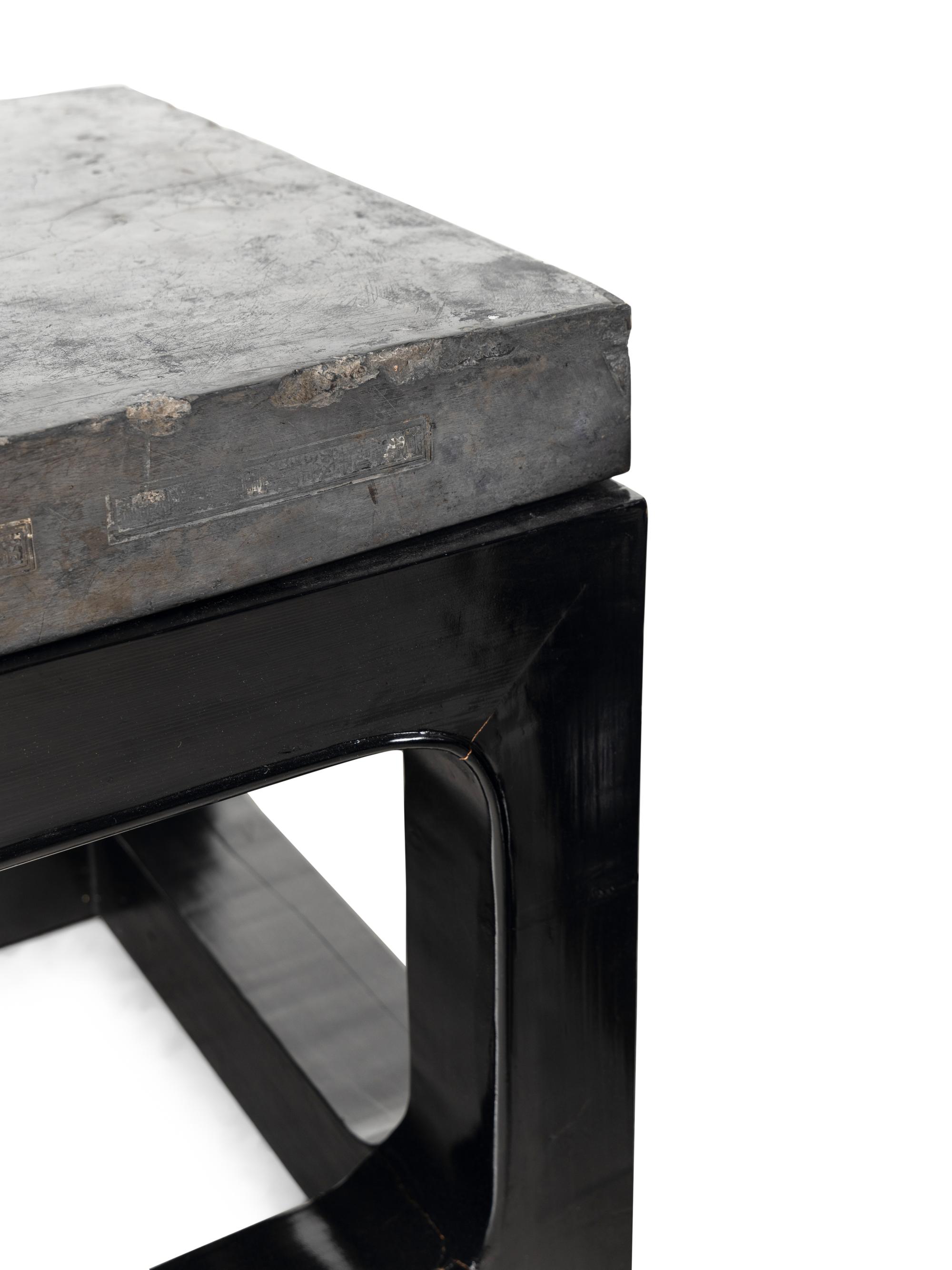 A Pair of Chinese 'Gold Brick' Jinzhuan Stele Top Side Tables, Daoguang Period 清道光十八年 金磚一對