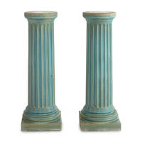 A Pair of Turquoise-Glazed Earthenware Pedestals