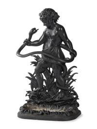 A Cast Iron Putto and Serpent Umbrella Stand