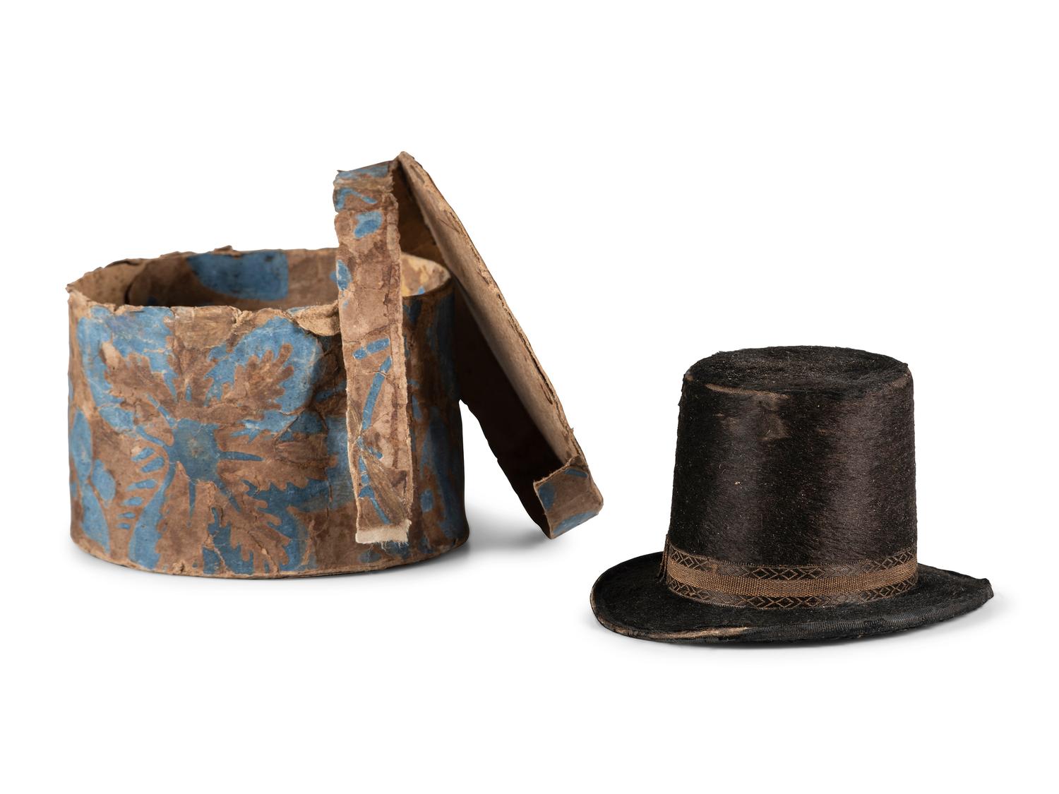 A Miniature Top Hat and Wallpaper Band Box