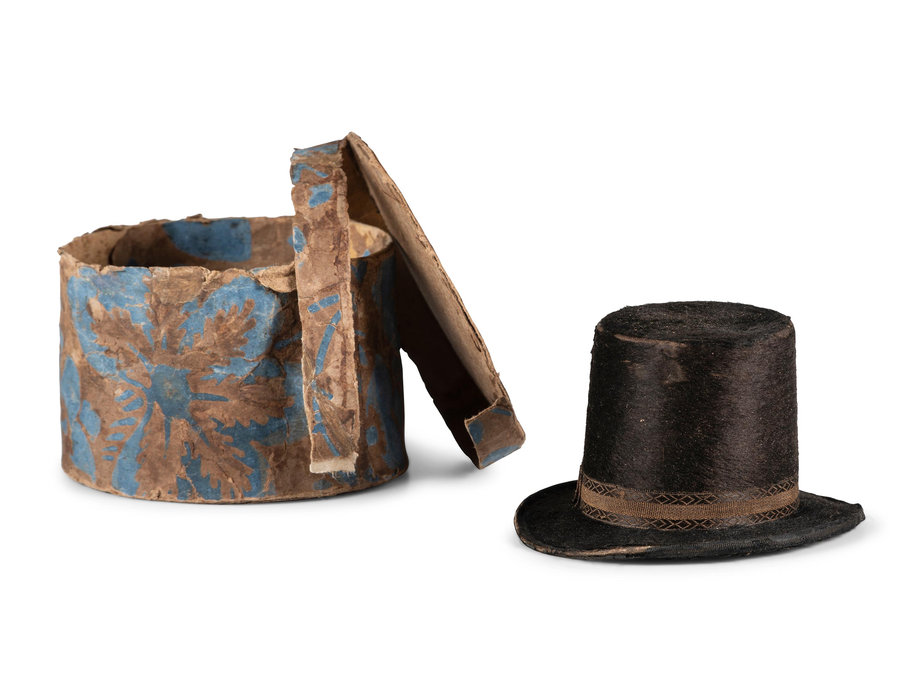 A Miniature Top Hat and Wallpaper Band Box