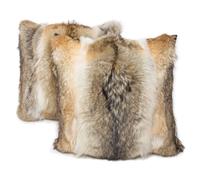 A Pair of Coyote Fur Pillows 19 x 19 inches. — 20TH CENTURY