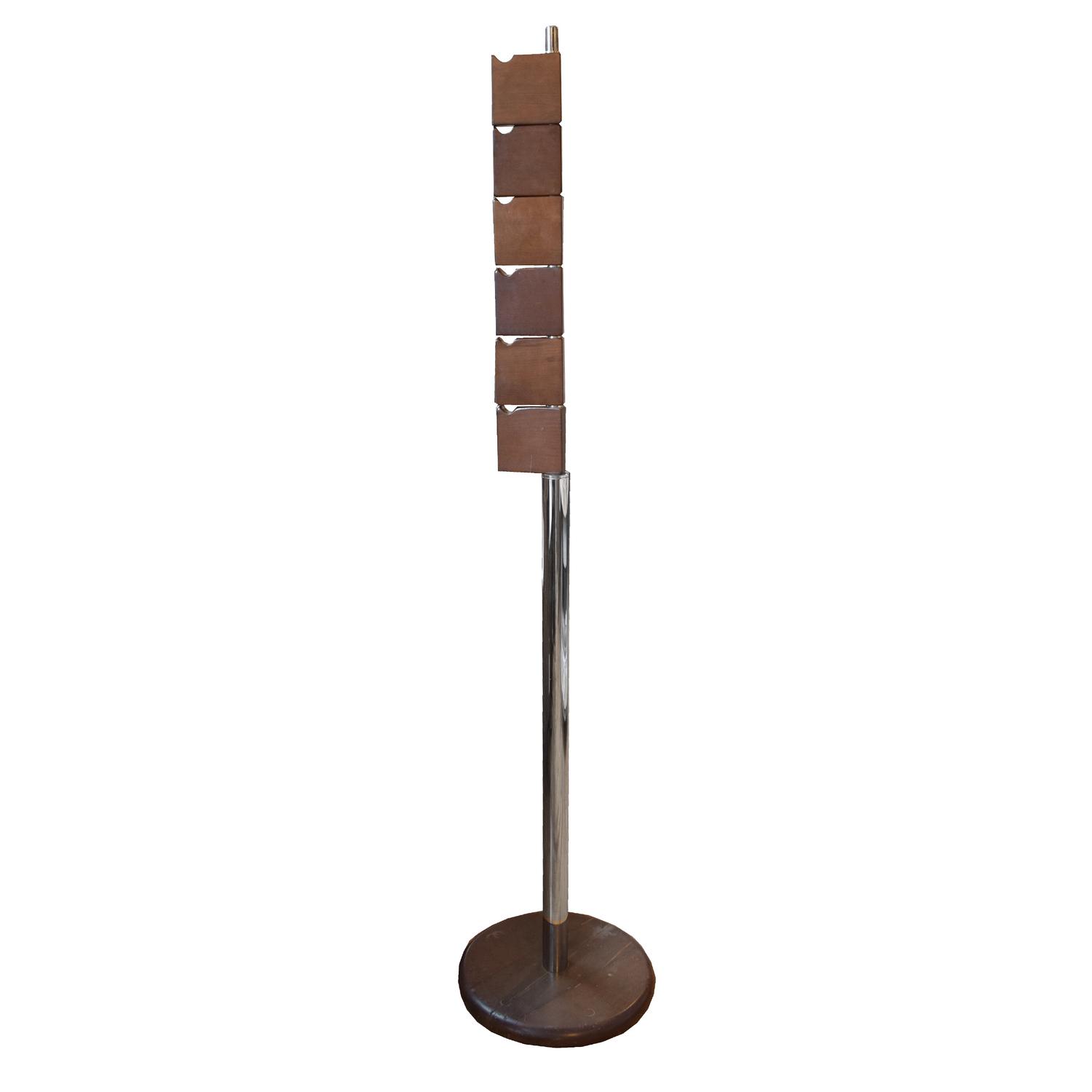 A Mid-Century Wood and Chrome Coat Rack 15" W x 15' D x 71" H — Italy, Mid-20th Century