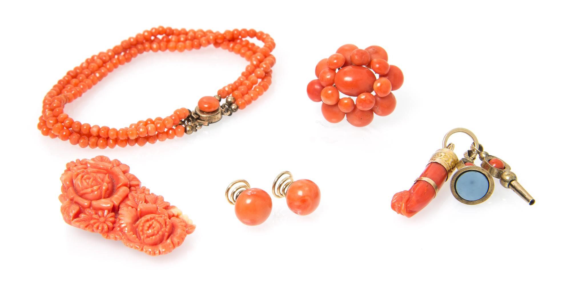 A Collection of Coral Jewelry,