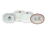 Four Chinese Export Porcelain Armorial Trays