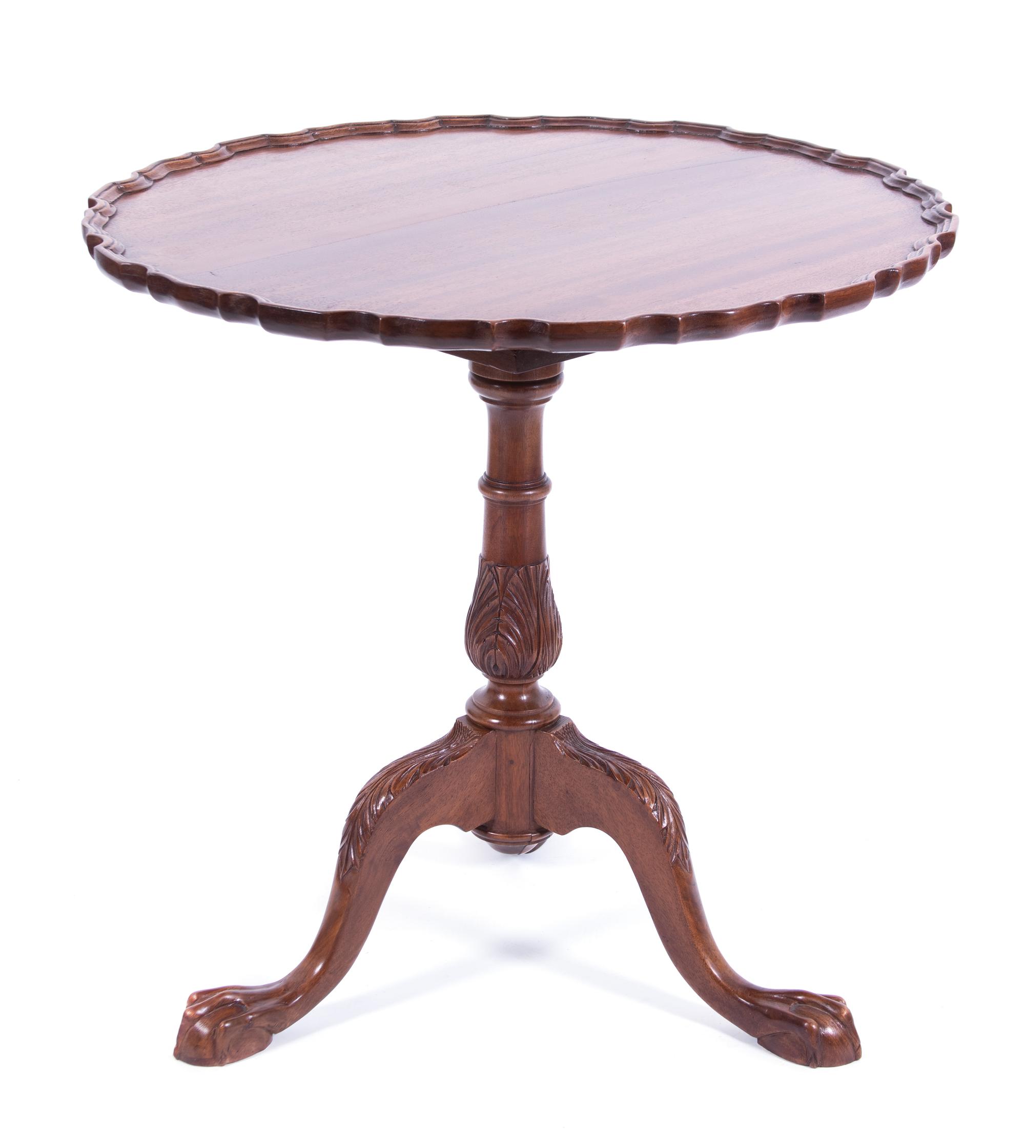 An American Chippendale Style Carved Mahogany Bird Cage Tilt Top Table Height 29 3/4 x diameter 23 1/4 inches. — 19TH CENTURY